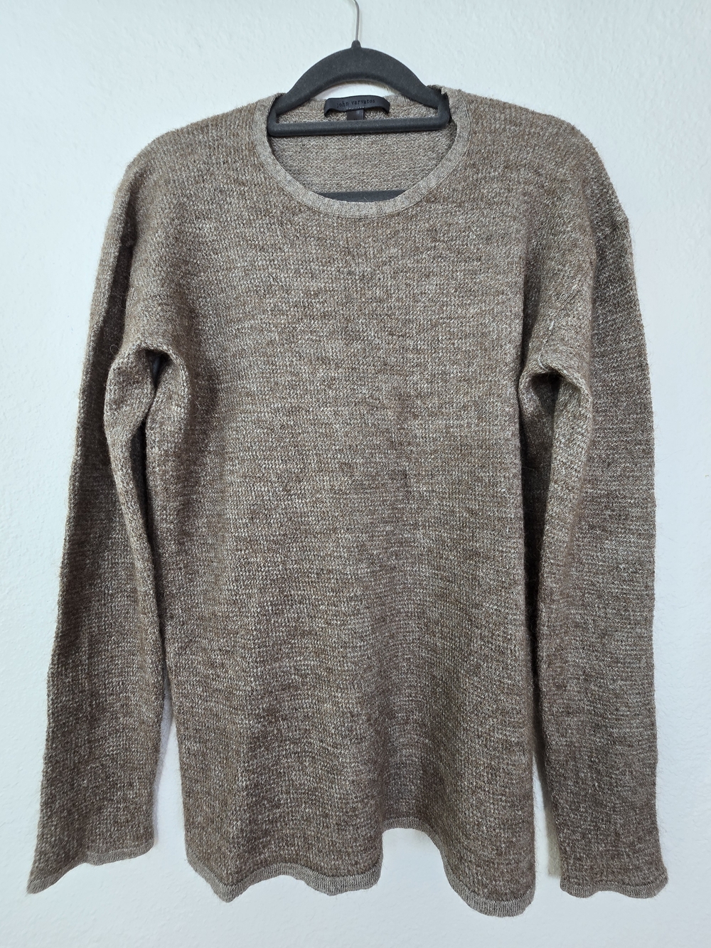 John Varvatos Classic Men's Brown Heather Mix Crewneck Knit Sweater - Size M